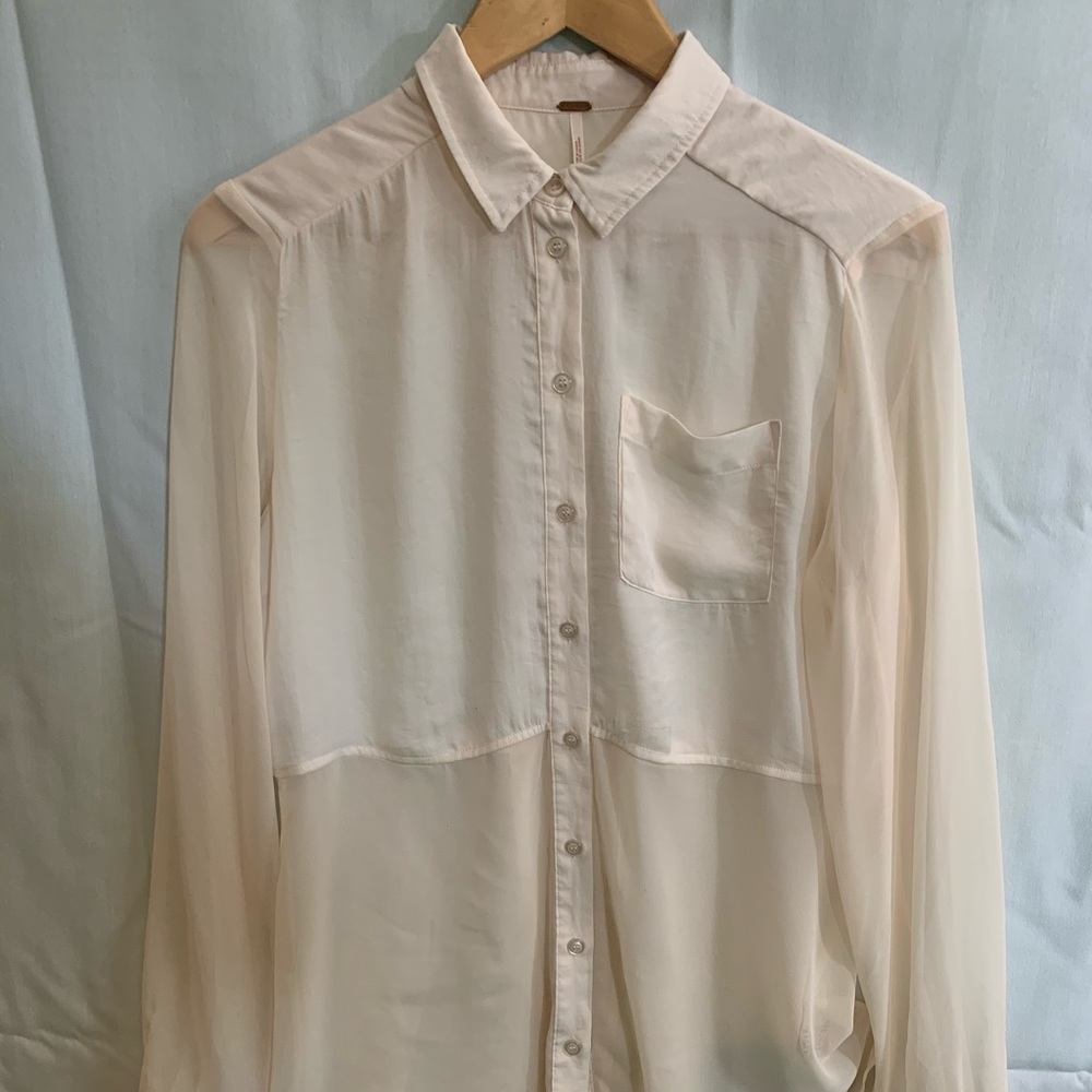Free people cream button down with 2 small flaws